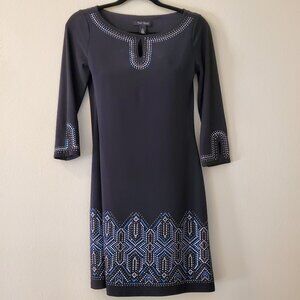 WHBM Black Party Dress with Silver and Blue embellishments - Size XS